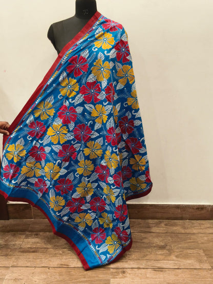 Pure Bangalore Silk Kantha Stitch Dupatta SN26KD100