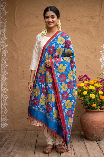 Pure Bangalore Silk Kantha Stitch Dupatta SN26KD100