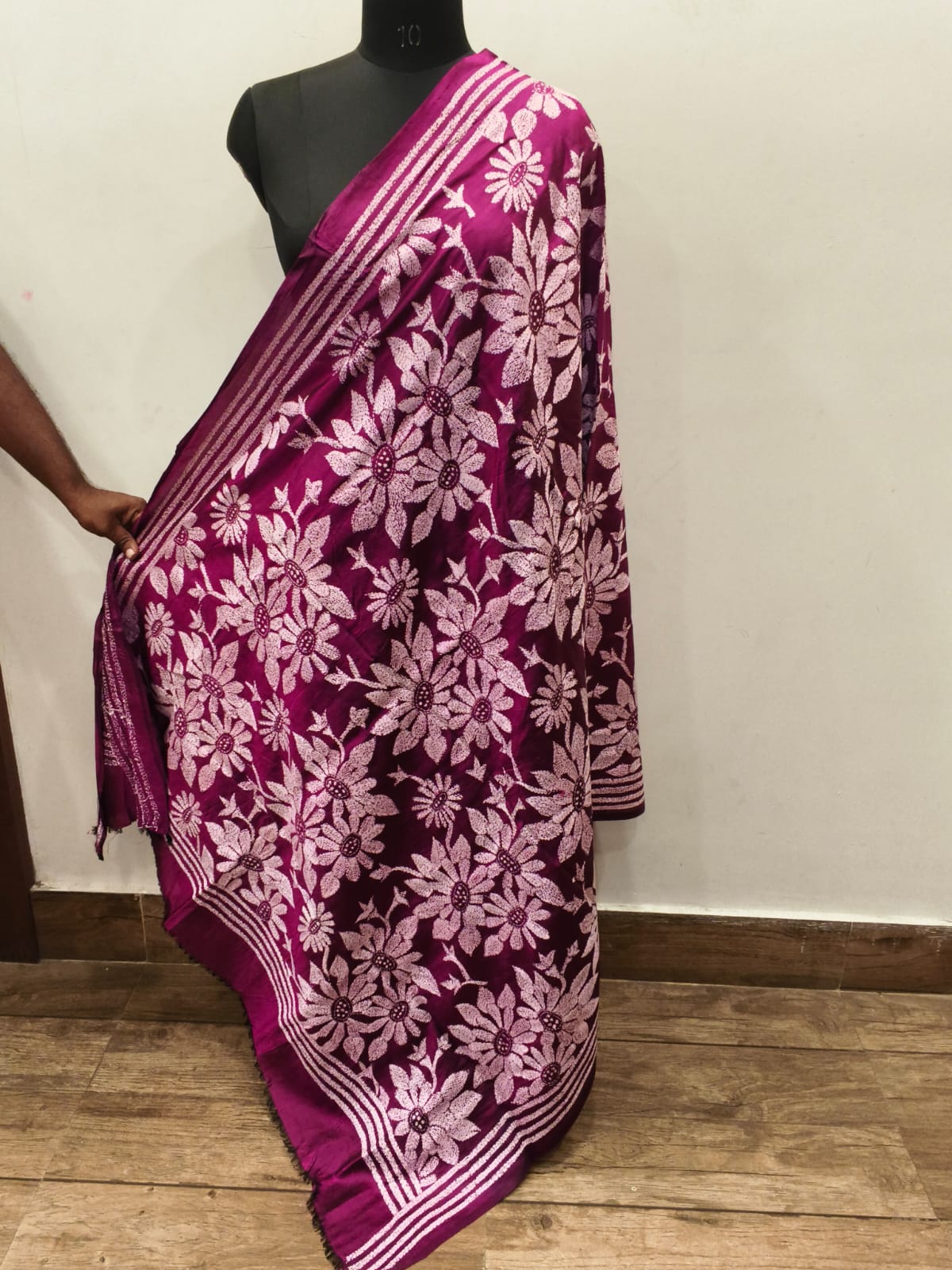Pure Bangalore Silk Kantha Stitch Dupatta SN26KD102
