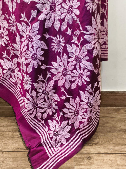 Pure Bangalore Silk Kantha Stitch Dupatta SN26KD102