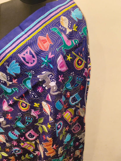 Pure Bangalore Silk Kantha Stitch Dupatta SN26KD103