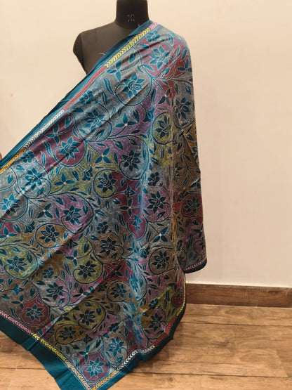Pure Bangalore Silk Kantha Stitch Dupatta SN26KD104