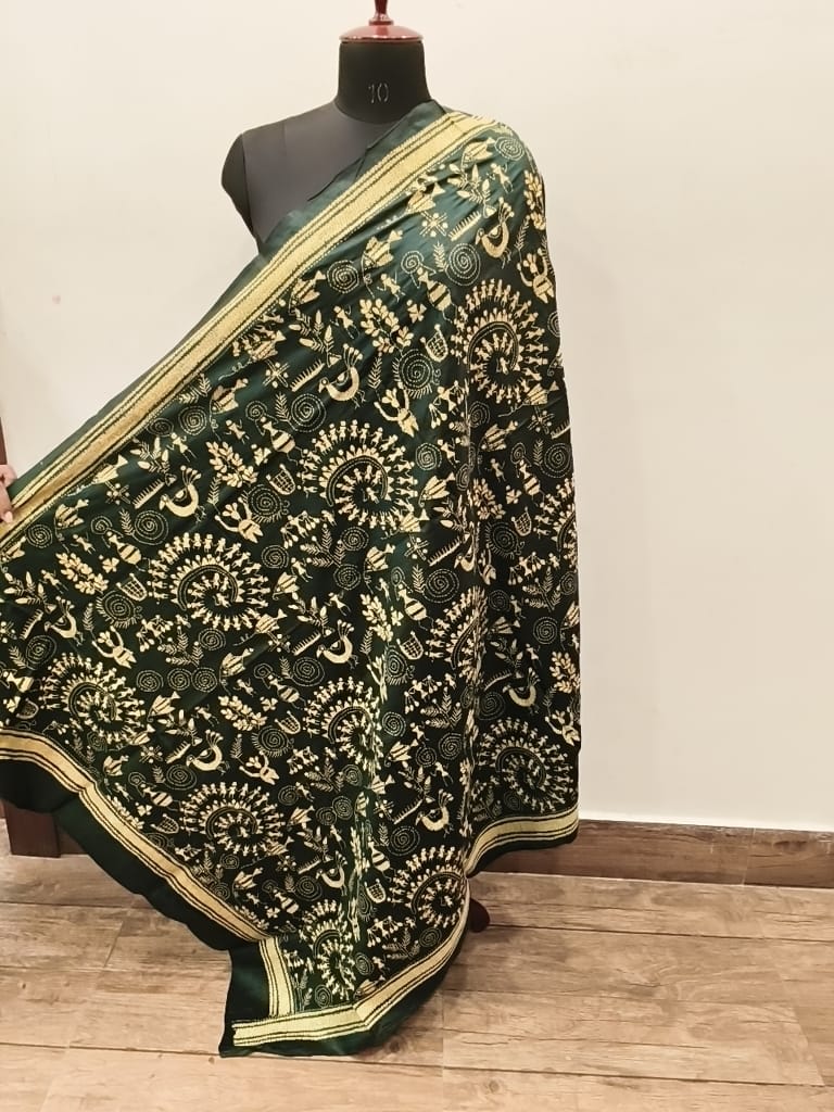 Pure Bangalore Silk Kantha Stitch Dupatta SN26KD107