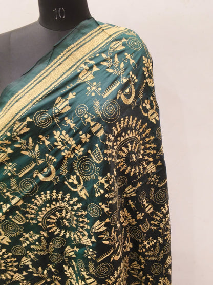Pure Bangalore Silk Kantha Stitch Dupatta SN26KD107