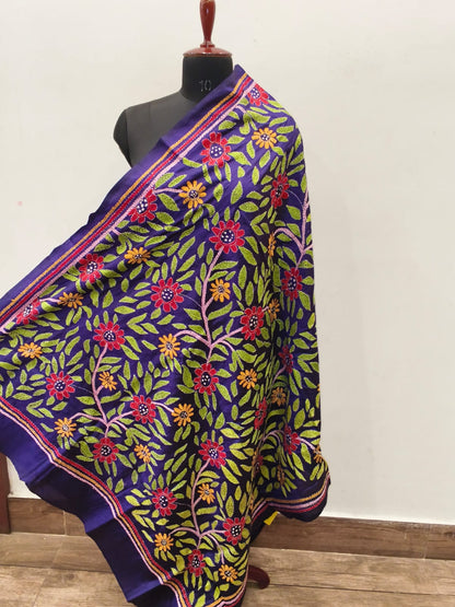 Pure Bangalore Silk Kantha Stitch Dupatta SN26KD108