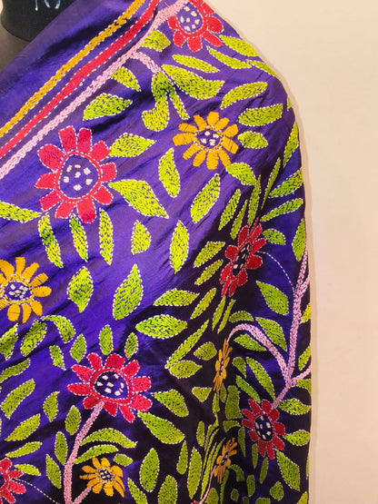 Pure Bangalore Silk Kantha Stitch Dupatta SN26KD108