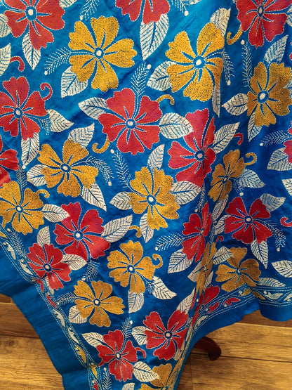Pure Bangalore Silk Kantha Stitch Dupatta SN26KD109