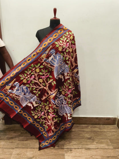 Pure Bangalore Silk Kantha Stitch Dupatta SN26KD110
