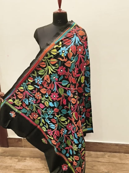 Pure Bangalore Silk Kantha Stitch Dupatta SN26KD111