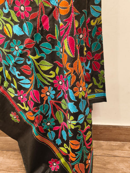 Pure Bangalore Silk Kantha Stitch Dupatta SN26KD111