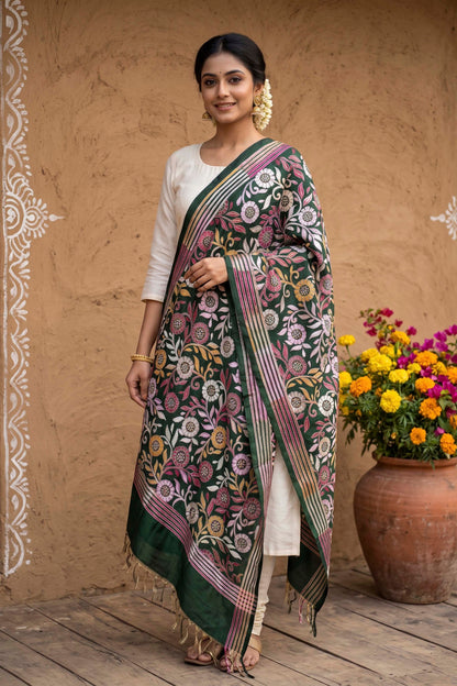 Pure Bangalore Silk Kantha Stitch Dupatta SN26KD112