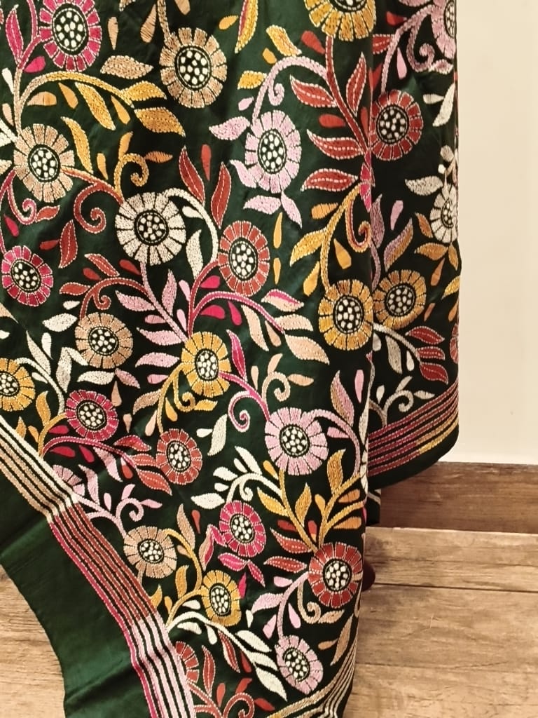 Pure Bangalore Silk Kantha Stitch Dupatta SN26KD112