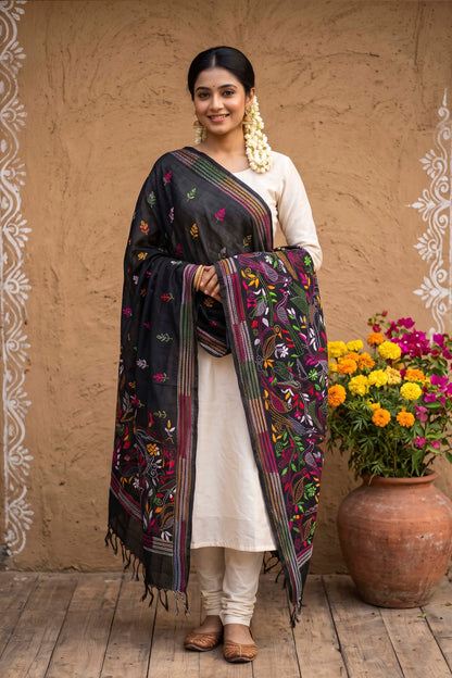 Cotton Kantha Stitch Dupatta SN26KD180