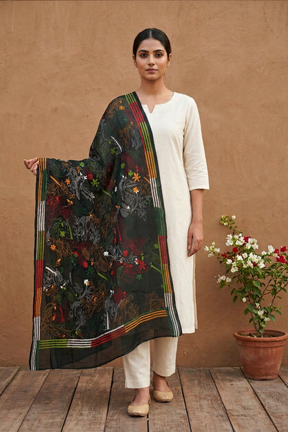 Cotton Kantha Stitch Dupatta SN26KD181