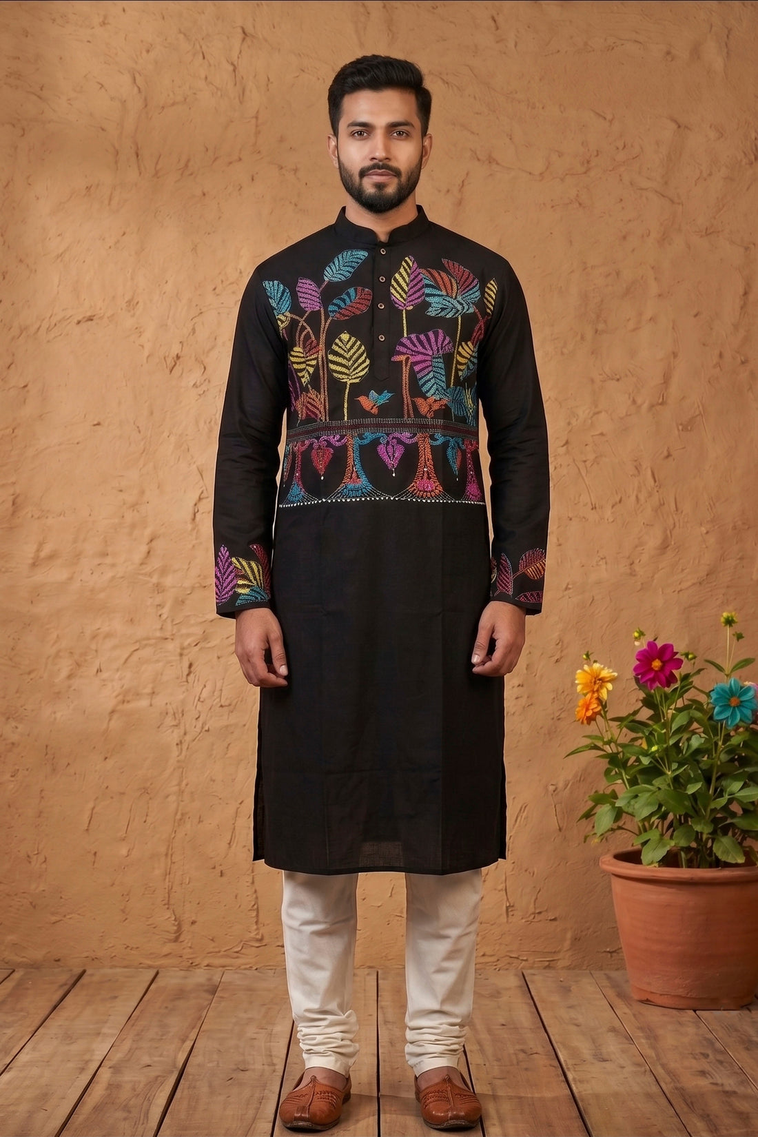 Cotton Kantha Stitch (Hand Embroidery) Panjabi SN2023WPCK03