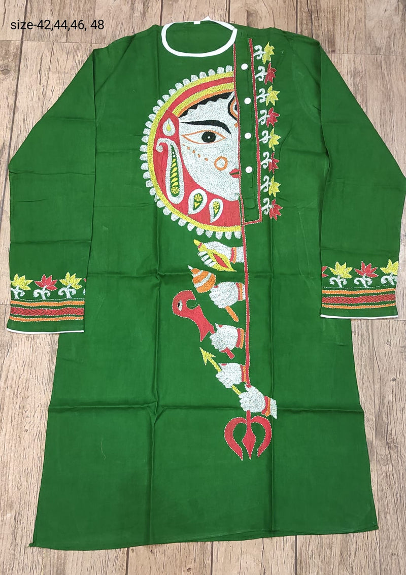 Buy White Brick Red Pure Handloom Kantha Stitch Design Kurti From Bengal |  Kurtis - Apparel for Women online at Best Prices in India - Vasaas