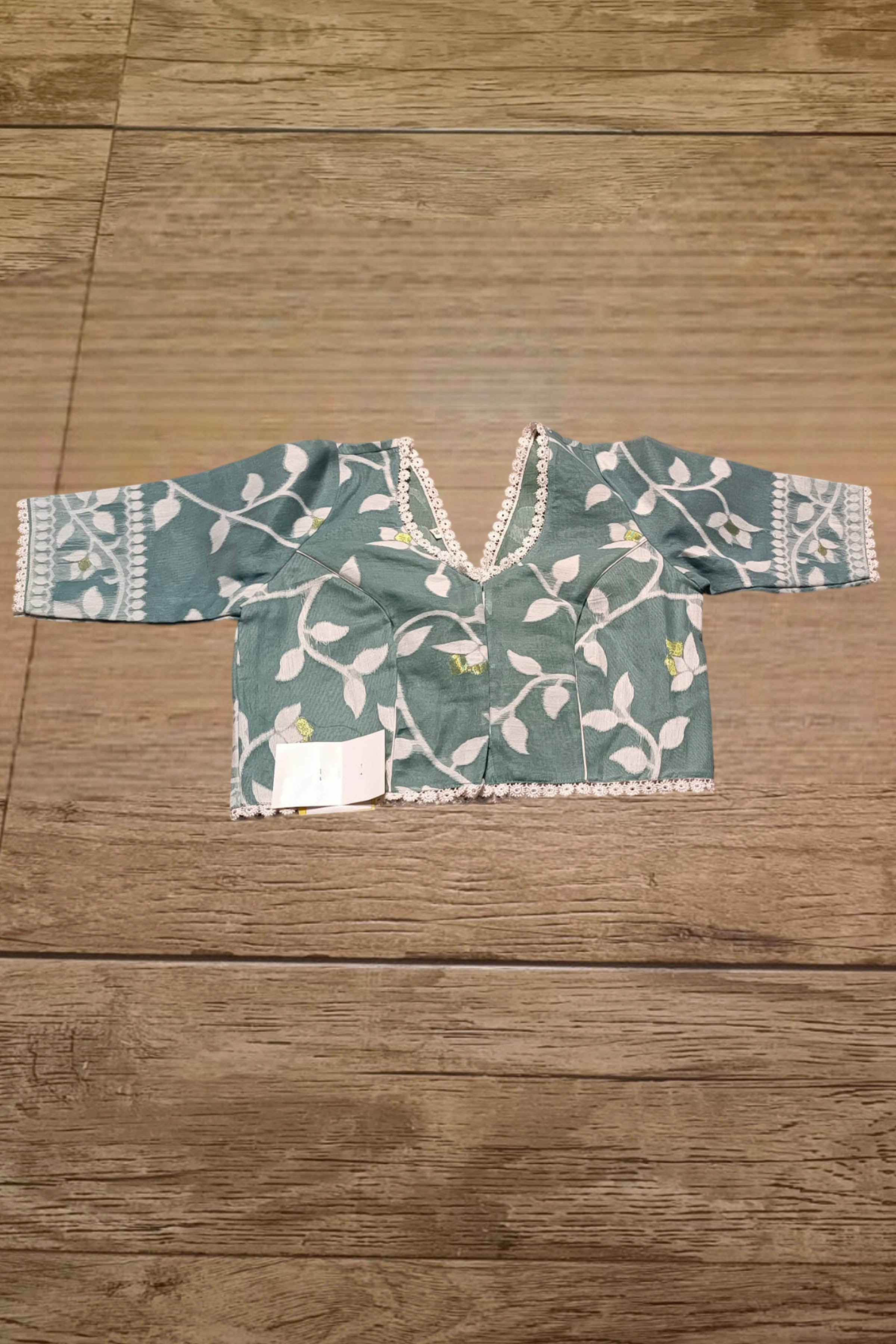 Glass Sleeve Resham Jamdani Blouse SN2025WP056