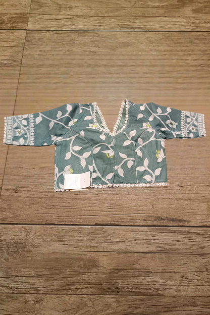 Glass Sleeve Resham Jamdani Blouse SN2025WP056