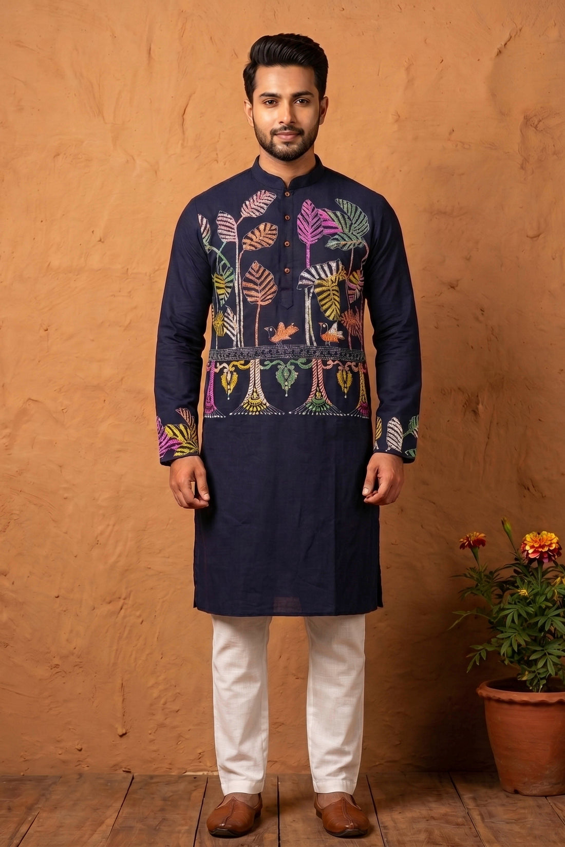 Cotton Kantha Stitch (Hand Embroidery) Panjabi SN2023WPCK05