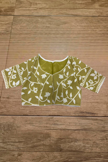 Glass Sleeve Resham Jamdani Blouse SN2026WP065