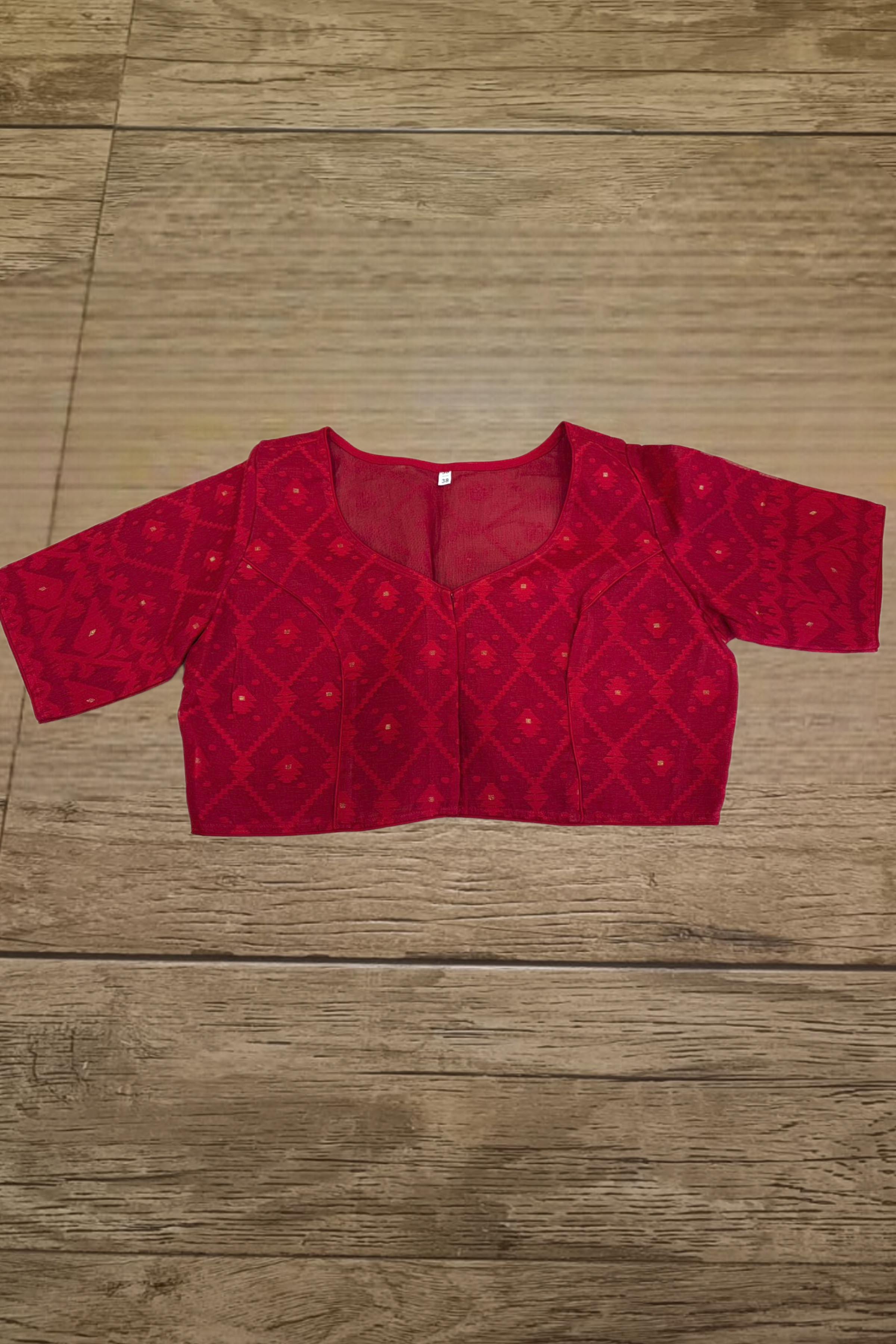 Glass Sleeve Resham Jamdani Blouse SN2026WP068