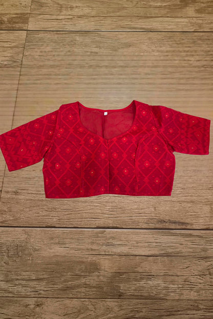 Glass Sleeve Resham Jamdani Blouse SN2026WP068
