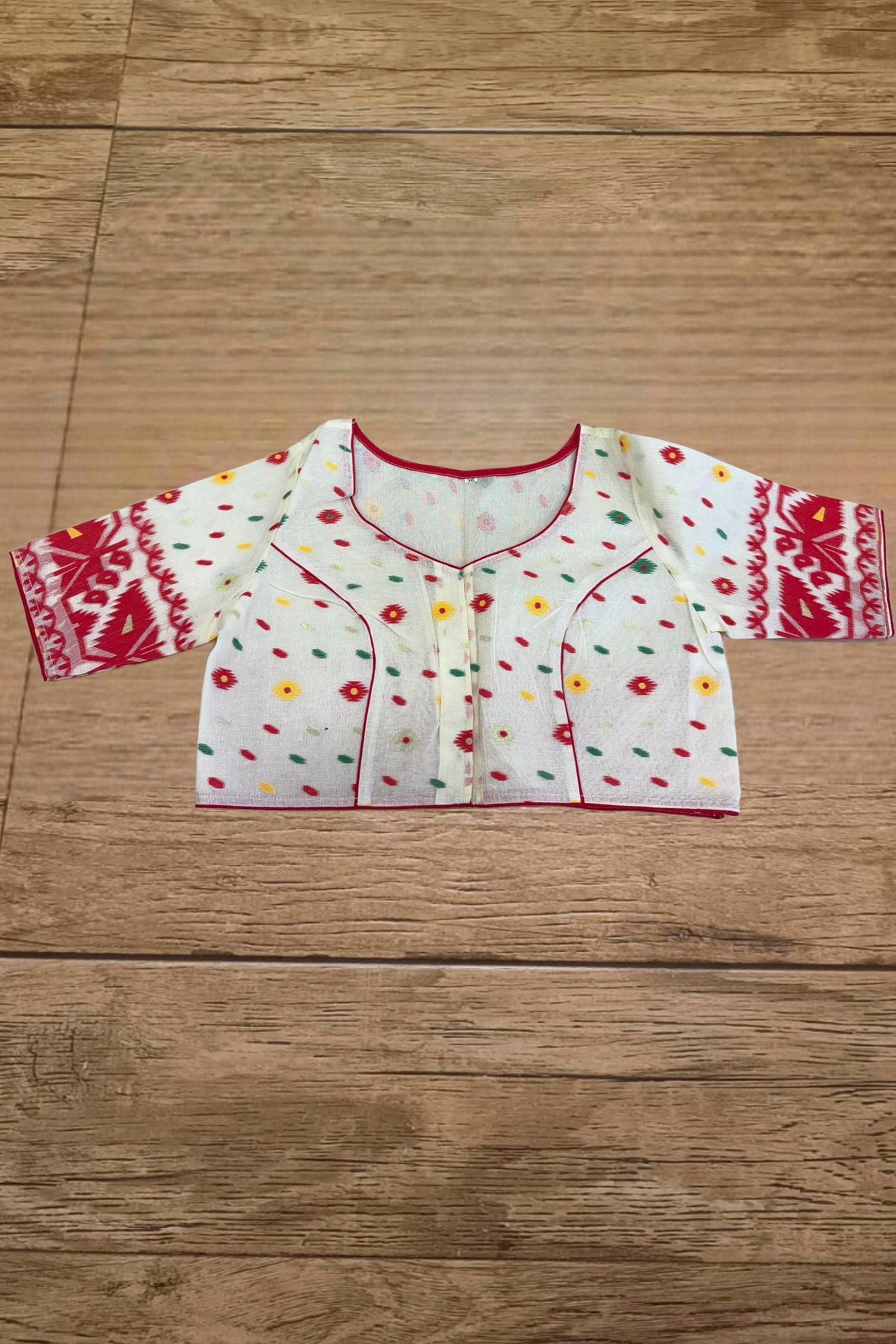 Glass Sleeve Resham Jamdani Blouse SN2026WP070