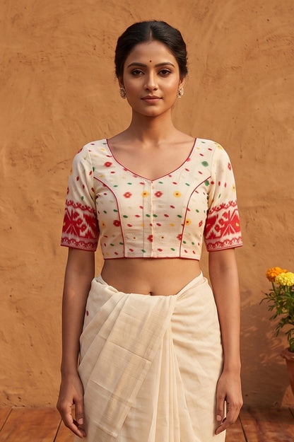 Glass Sleeve Resham Jamdani Blouse SN2026WP070