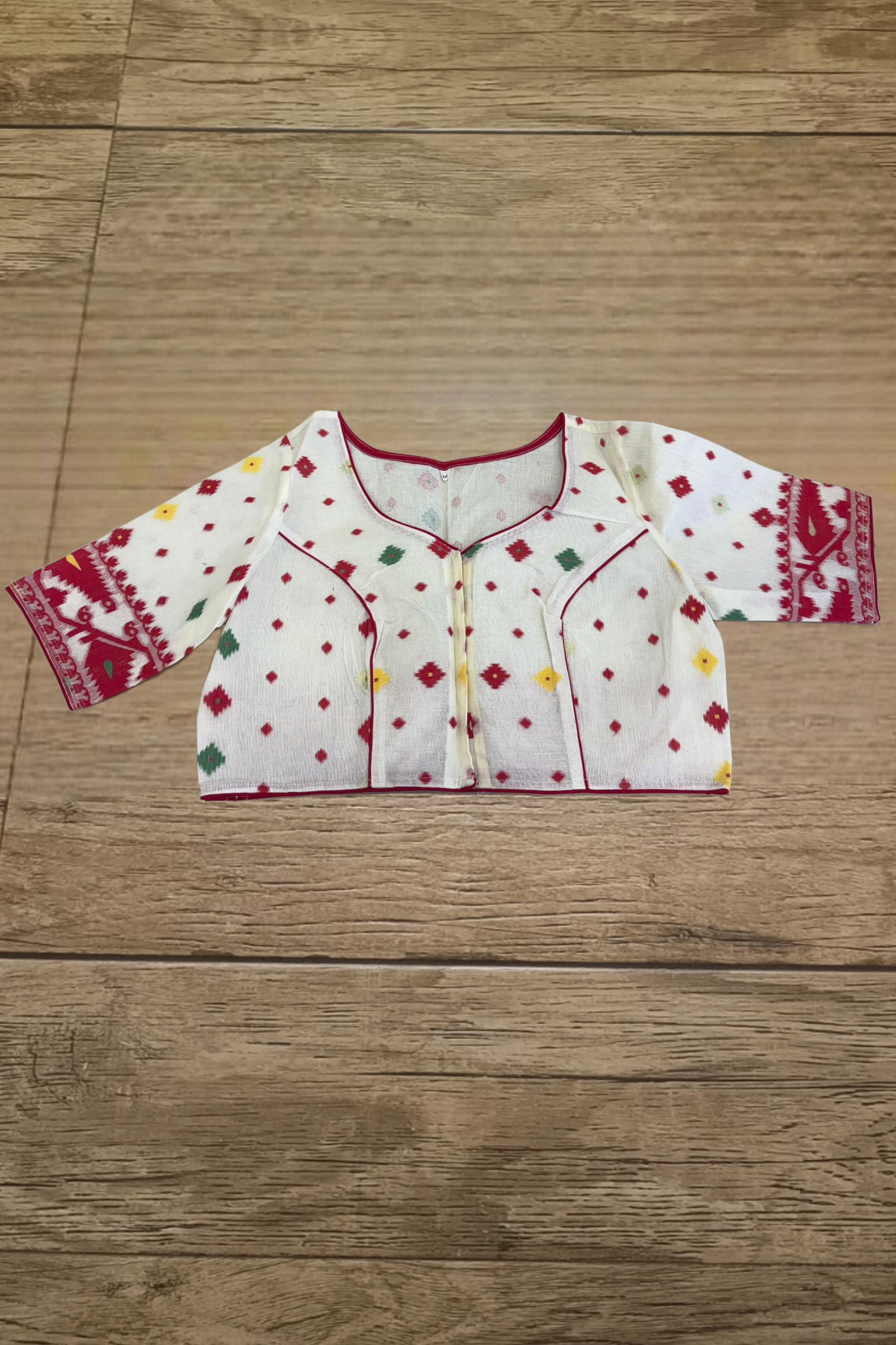 Glass Sleeve Resham Jamdani Blouse SN2026WP071