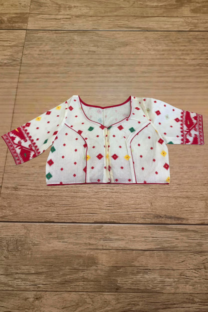 Glass Sleeve Resham Jamdani Blouse SN2026WP071