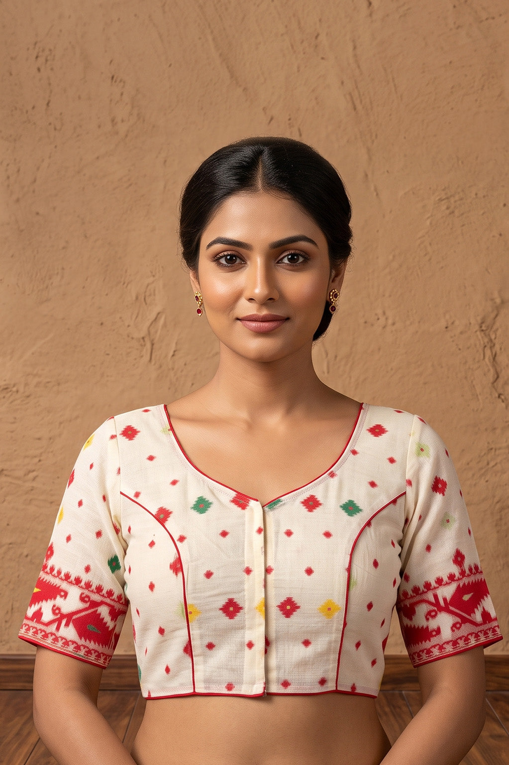 Glass Sleeve Resham Jamdani Blouse SN2026WP071