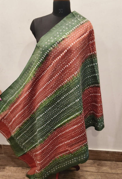 Pure Tussar Kantha Stitch Dupatta SN26KD71