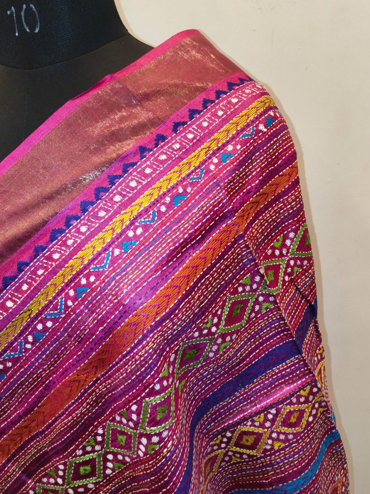 Pure Tussar Kantha Stitch Dupatta SN26KD73