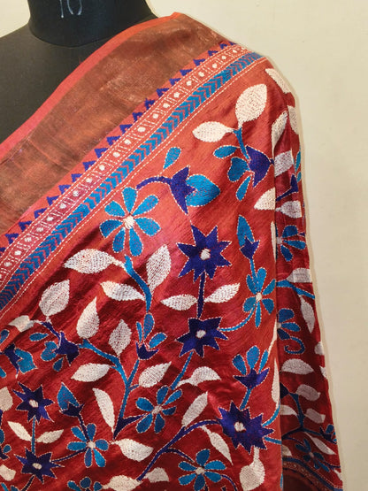 Pure Tussar Kantha Stitch Dupatta SN26KD74