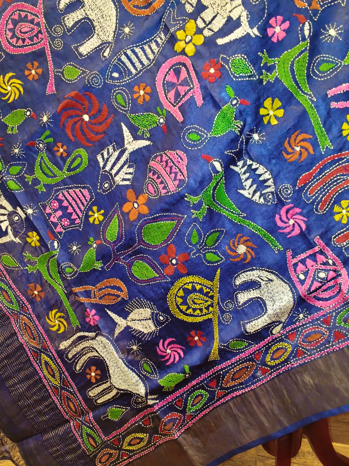 Pure Tussar Kantha Stitch Dupatta SN26KD75