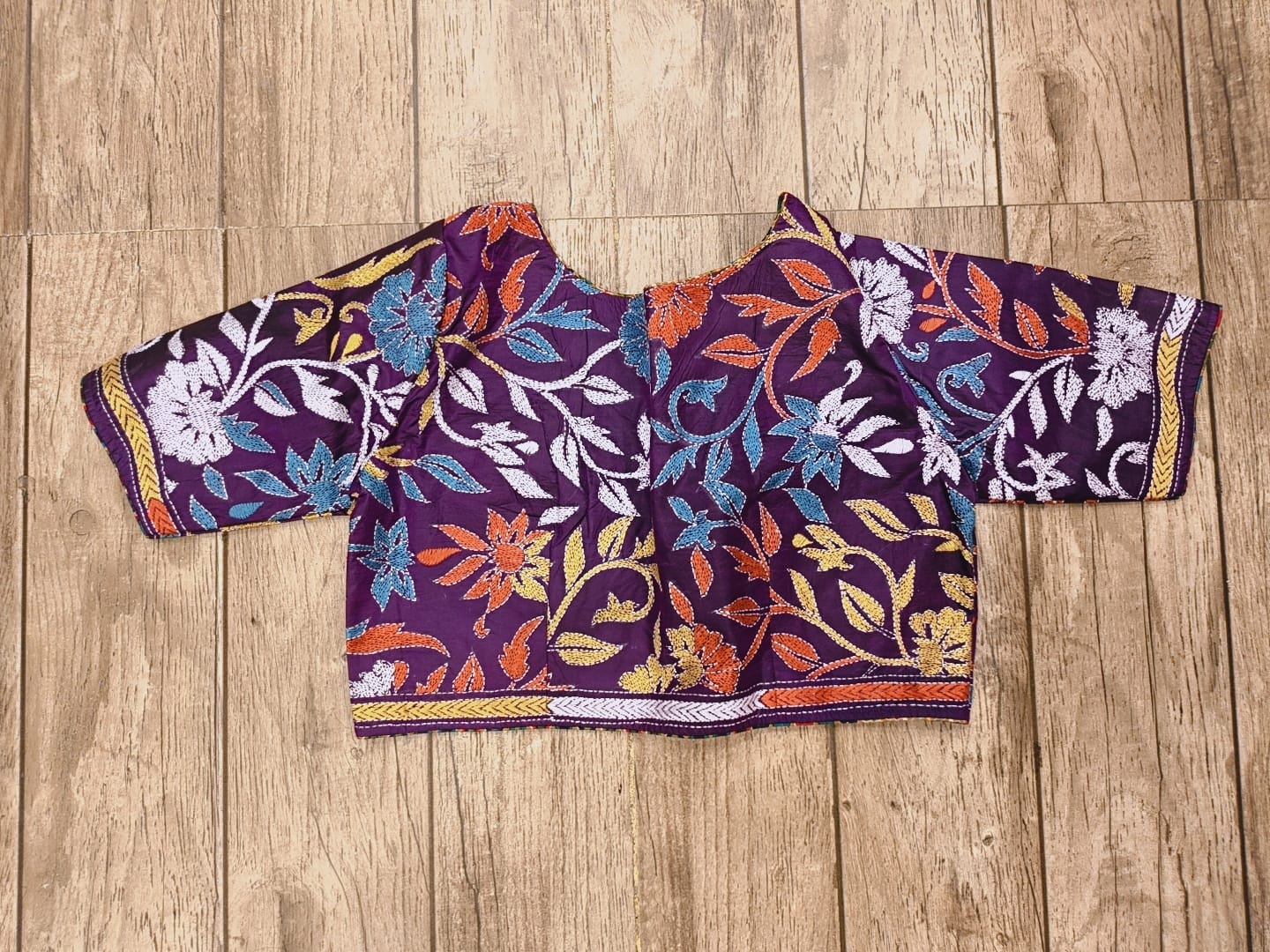 Violet Pure Bangalore Silk Kantha Stitch Blouse SN26WP079