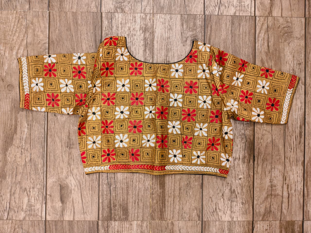 Yellow Pure Bangalore Silk Kantha Stitch Blouse SN26WP080