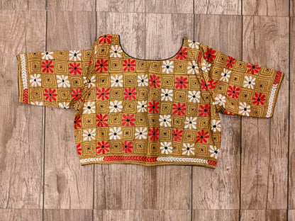 Yellow Pure Bangalore Silk Kantha Stitch Blouse SN26WP080