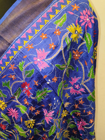 Pure Tussar Kantha Stitch Dupatta SN26KD80