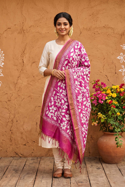 Pure Tussar Kantha Stitch Dupatta SN26KD81