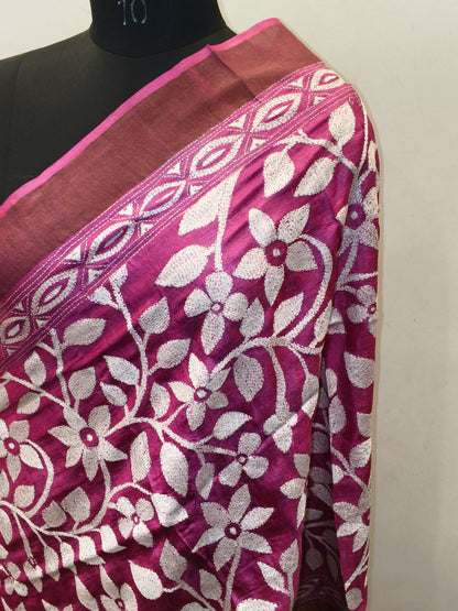 Pure Tussar Kantha Stitch Dupatta SN26KD81