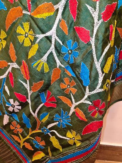 Pure Tussar Kantha Stitch Dupatta SN26KD82