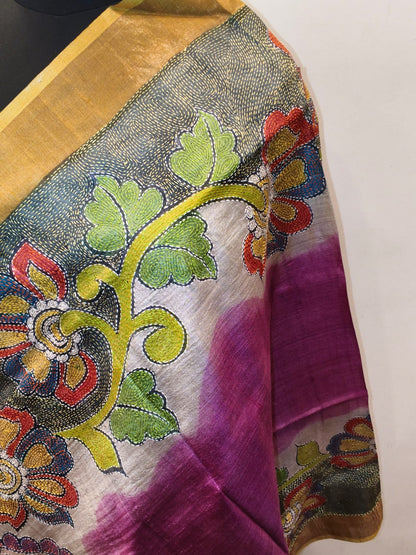 Pure Tussar Kantha Stitch Dupatta SN26KD84
