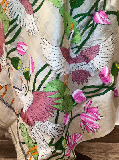 Pure Tussar Kantha Stitch Dupatta SN26KD86