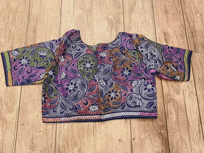Blue Pure Bangalore Silk Kantha Stitch Blouse SN26WP087