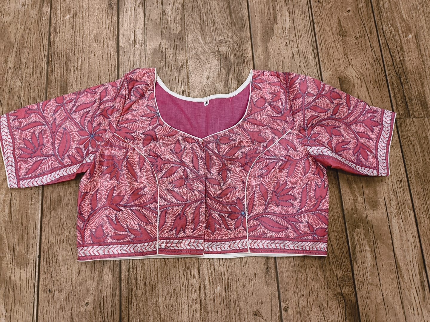 Pink Pure Bangalore Silk Kantha Stitch Blouse SN26WP088