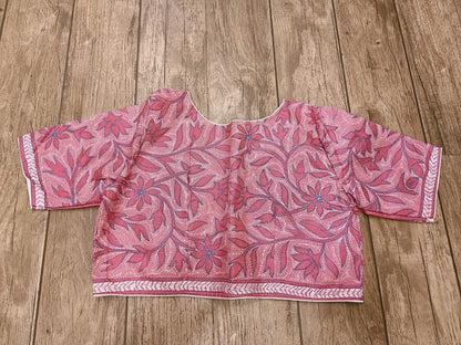 Pink Pure Bangalore Silk Kantha Stitch Blouse SN26WP088