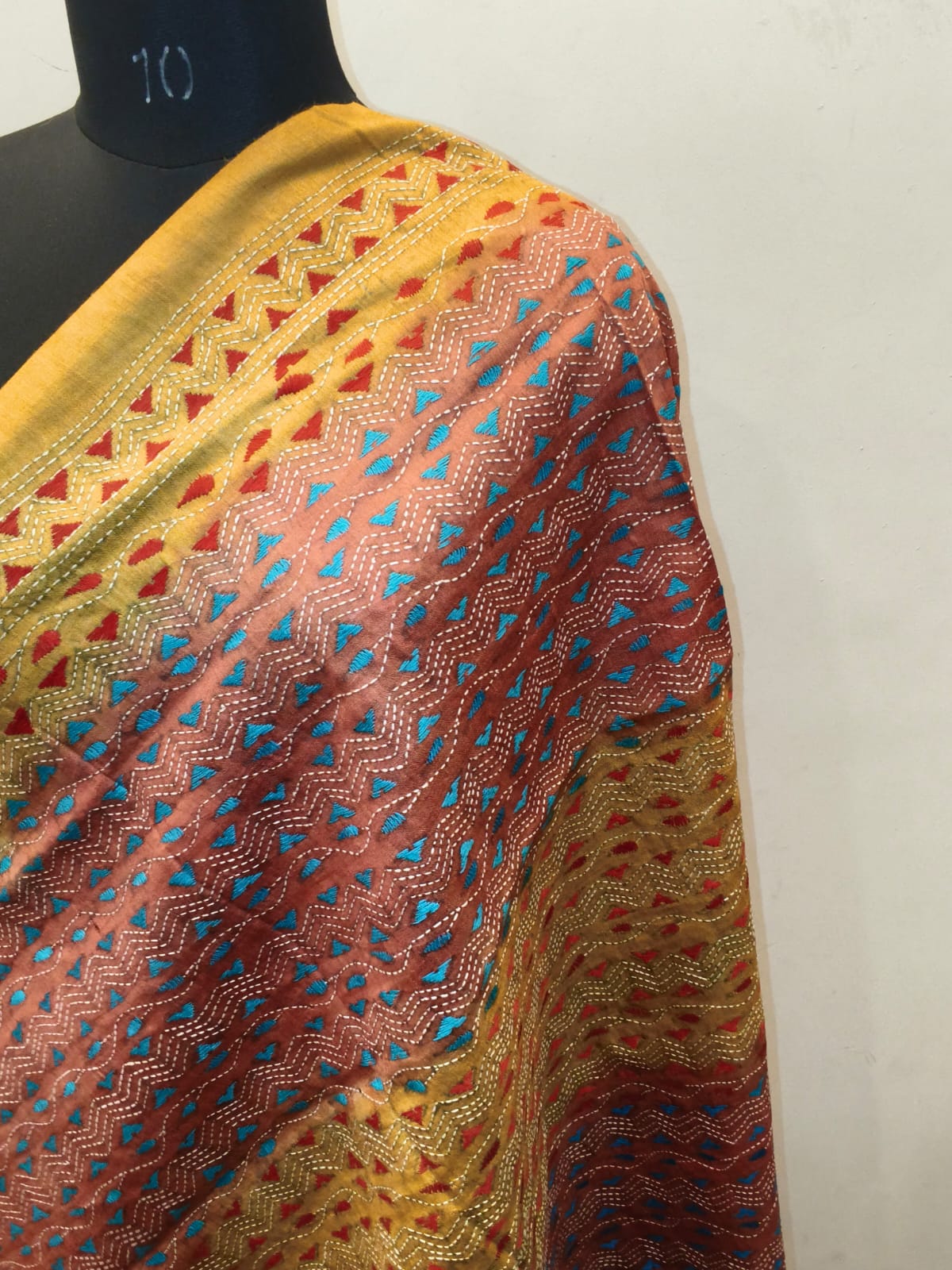 Pure Tussar Kantha Stitch Dupatta SN26KD90