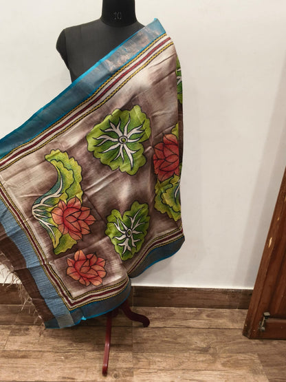 Pure Tussar Kantha Stitch Dupatta SN26KD91