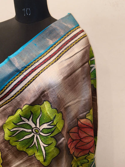 Pure Tussar Kantha Stitch Dupatta SN26KD91